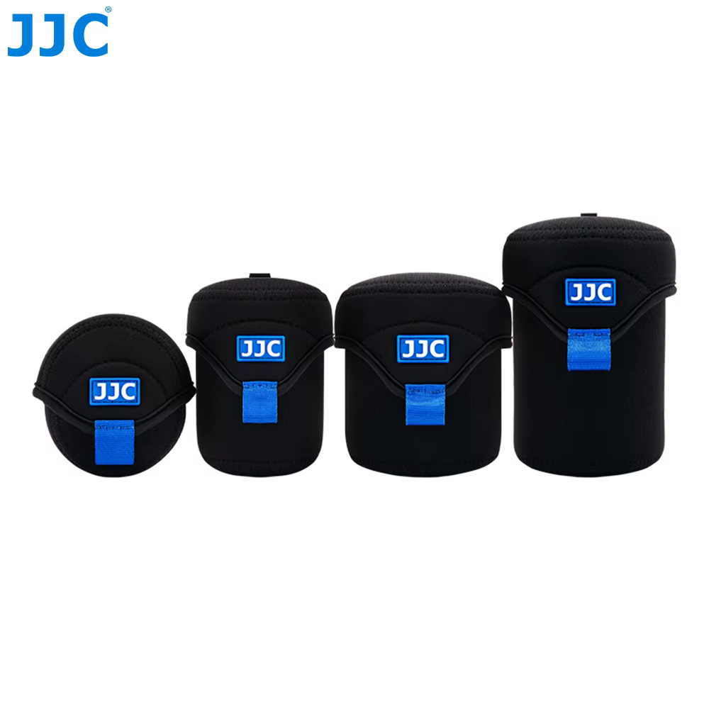 JJC Neoprene Mirrorless Lens Pouch Bag Compact Camera Lens Pouch Case Fold-Over Lens Bag for Canon Nikon Fuji Fujifilm Olympus
