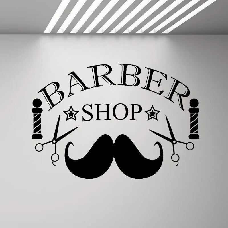 Barber Shop Sign Wall Decal Hairdresser Salon Wall Window Decor Stickers Posters Mustache Scissors Removable Wallpaper Mural G99