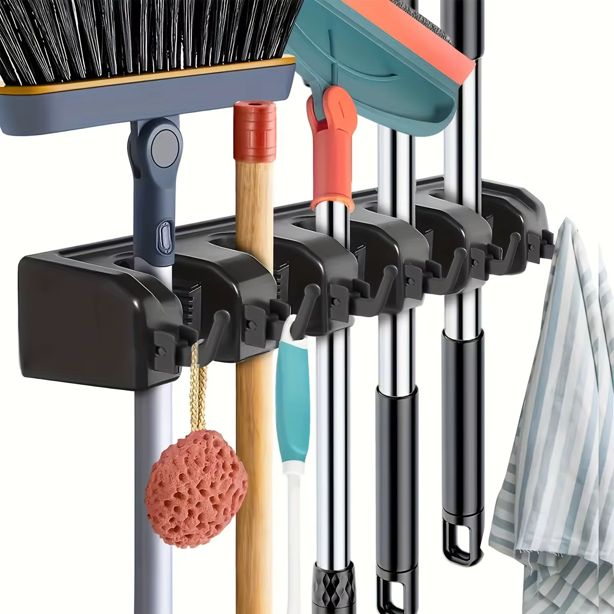 1pc Heavy Duty Mop and Broom Holder Wall Mount - Garage and Laundry Room Storage Rack