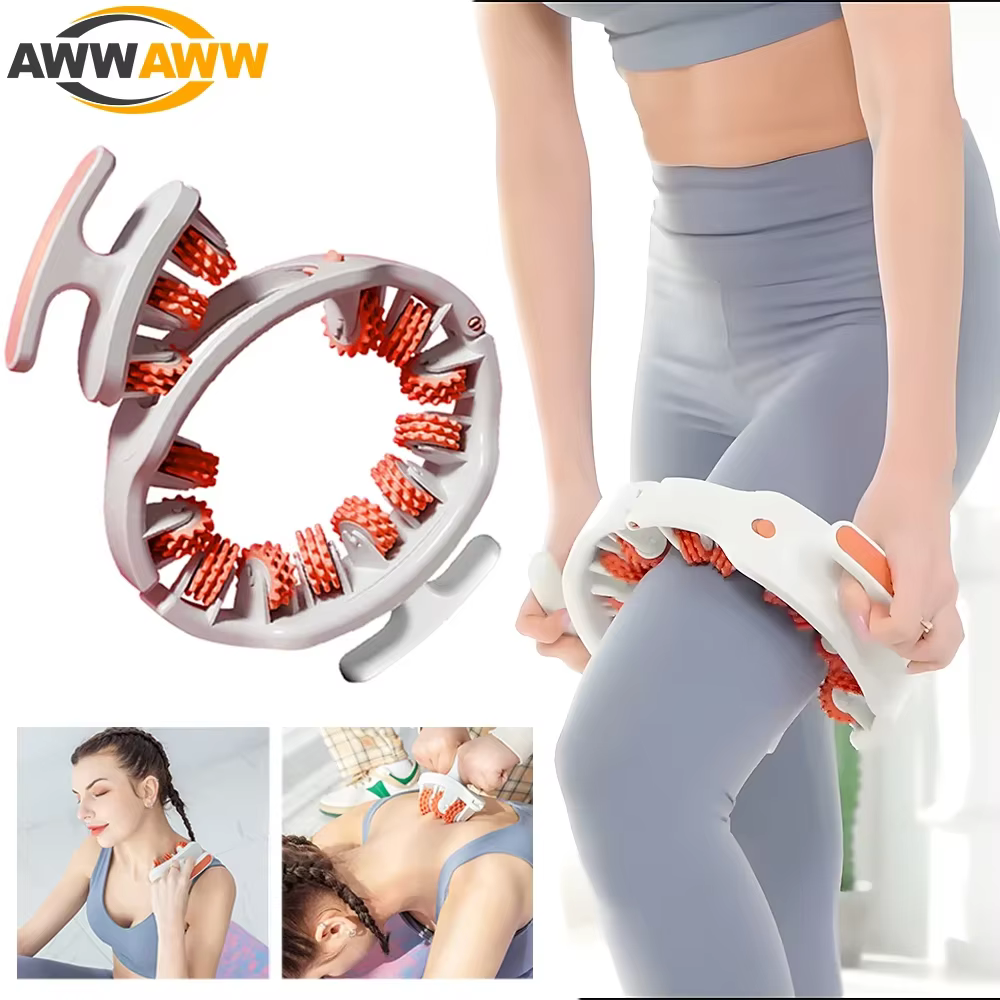 Round Ring Leg Massager Anticellulite 14 Wheels Full-coverage for Neck Shoulder Abdominal Muscle Massage Roller Body Slimming