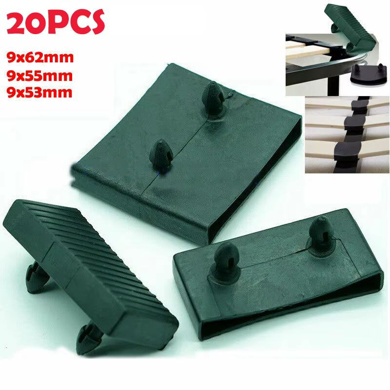 20PCS Plastic Square Replacement Sofa Bed Slat Centre End Caps Holders Black Inner Size 9mm x 53mm 55mm 62mm