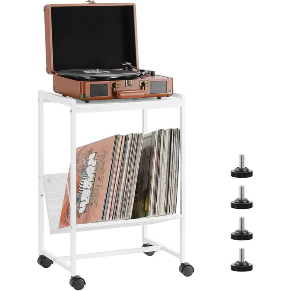 Record Player Stand Table with Album Storage, 2 Tier Turntable Stand for Vinyl,Records Shelf for Living Room Bedroom