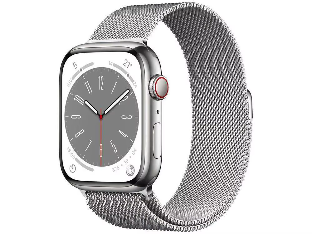 Apple Watch Series 8 45mm GPS + Cellular Silver Box Stainless Steel Milanese Silver Bracelet