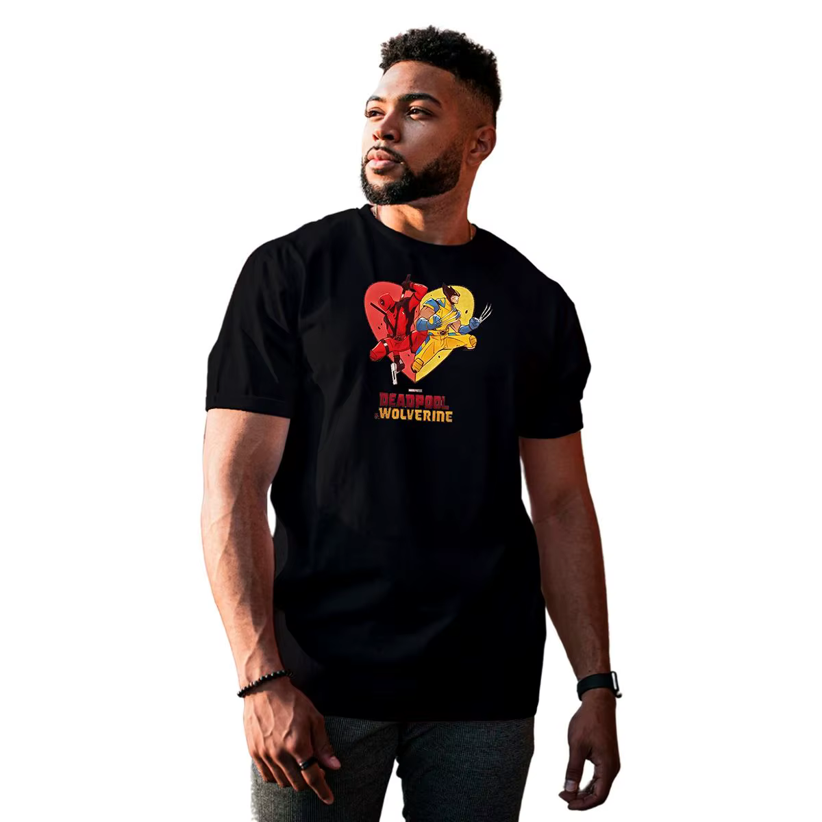 Men's T-shirt Deadpool and Wolverine Love Short Sleeve Cotton