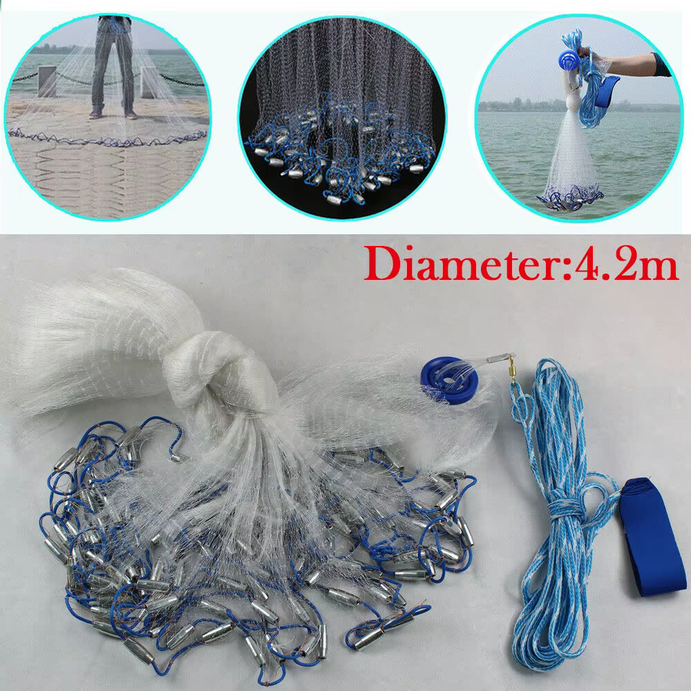 Finefish Hand Throw Fish Network Cast Net, Outdoor Water Sport Hunting Catch Fishing Small Mesh Net, 4.2m, 14ft