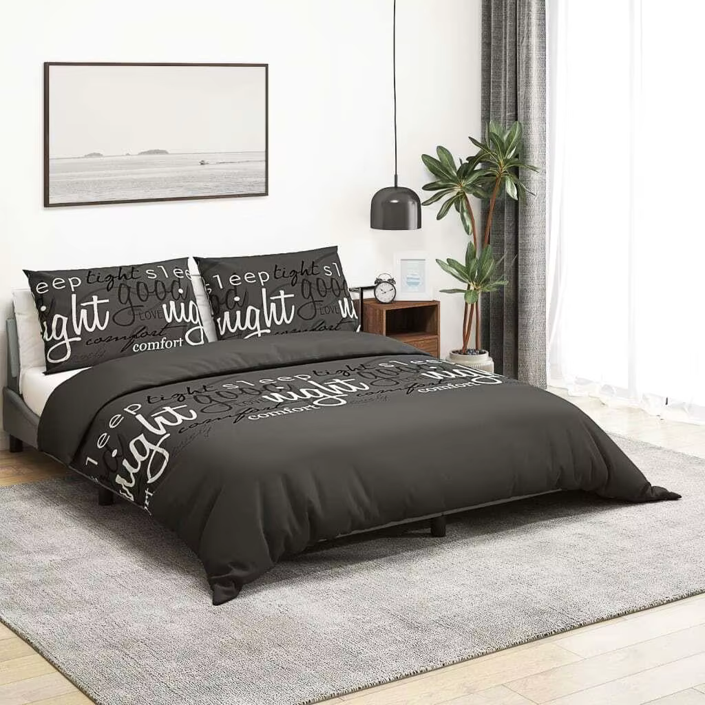 Luxury Black Cotton Duvet Cover Set 260x220 cm - Soft & Comfortable Bedding