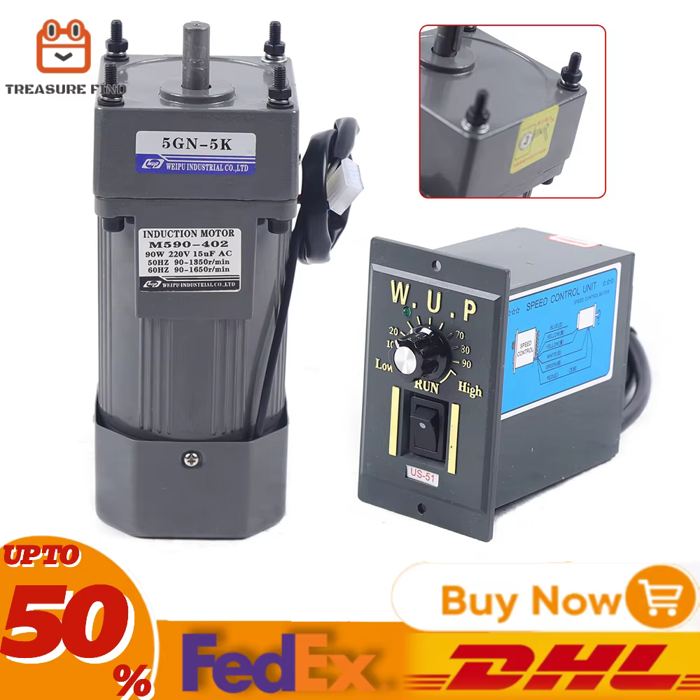 90W 5k Enhanced Motor AC Gear Motor Electric Variable Speed Controller Strong 270RPM/Min 220V/110V
