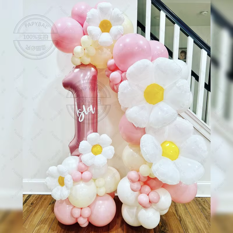 Birthday Decoration Girl 1 Year Balloon Daisy Kit Pink Number 1-9 Foil Balon Baby Shower Party Decors