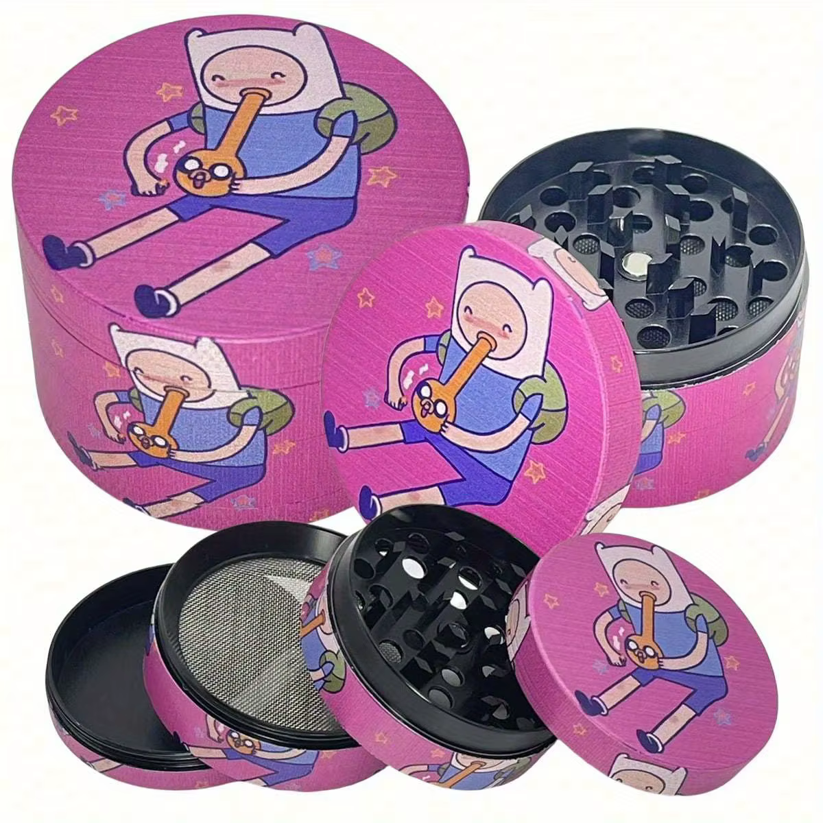 2inch Metal Cartoon Herb Grinder 4-Layers Spice Crusher Salt Pepper Mill Mortar Raw Grass Tobacco Grinder Smoking Accessories