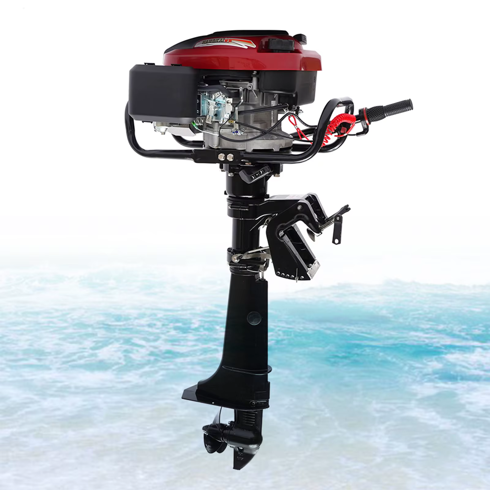 HANGKAI 196CC 4 Stroke 7 HP Outboard Motor with Long Shaft Fishing Boat Engine with Air Cooling System