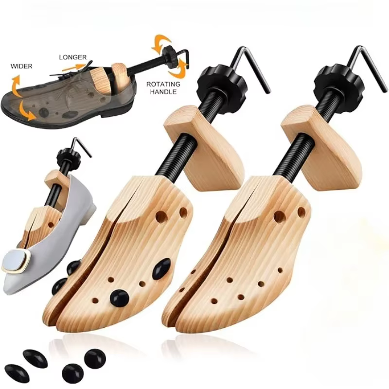 1Pc Woden Shoe Stretcher Women and Men's Shoe Widener Adjustable Wood Shoe Shaper Expander for Wide Feet Stretch Length & Width