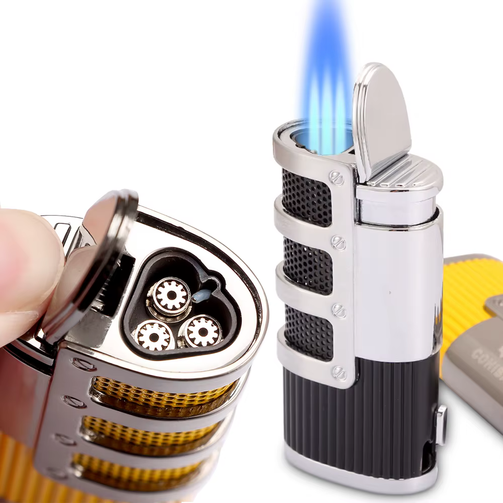 GALINER Butane Gas Torch Lighter Cigar Accessories Portable 3 Jet Flame Smoking Cigar Lighters