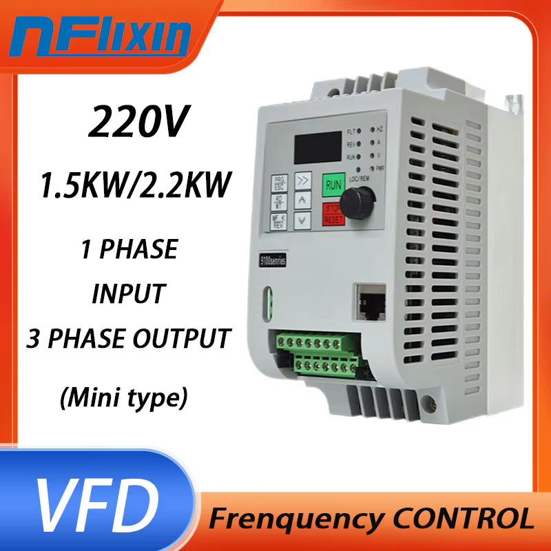 variable frequency converter motor inverter  VFD 1.5kw 2.2kw single-phase 220v input three-phase 220 output