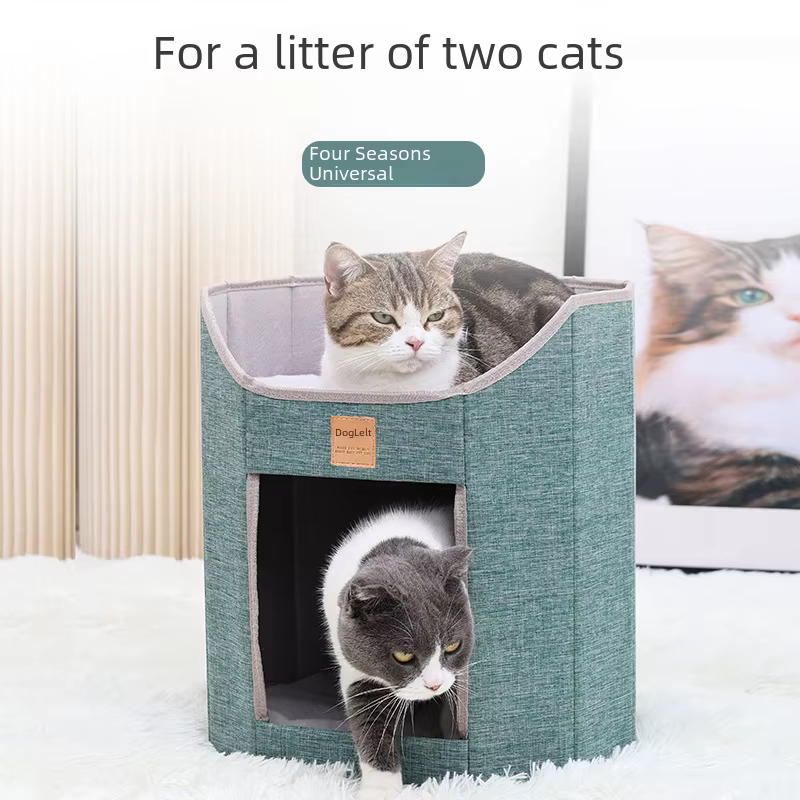 Pet Supplies Double-layer Foldable Cat Nest Cat Scratching Board Multi-cat Family Pet Nest Winter and Summer Dual-use Cat Nest P