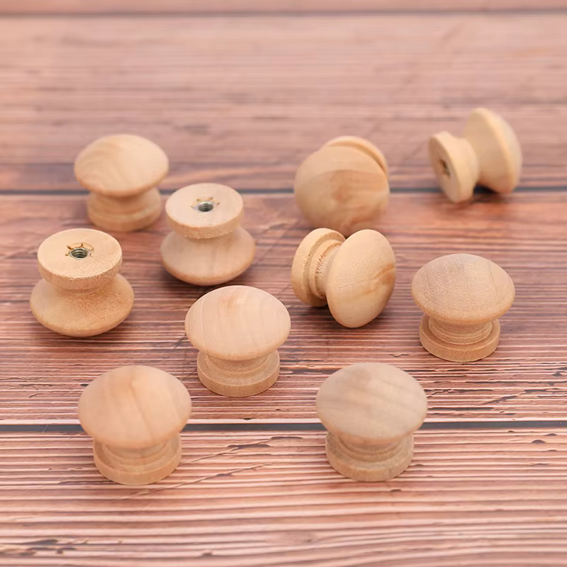 10pcs Wood Round Pull Knobs Natural Wooden Cabinet Drawer Handle Wardrobe Knobs Door Pull Kitchen Handle Furniture Hardware