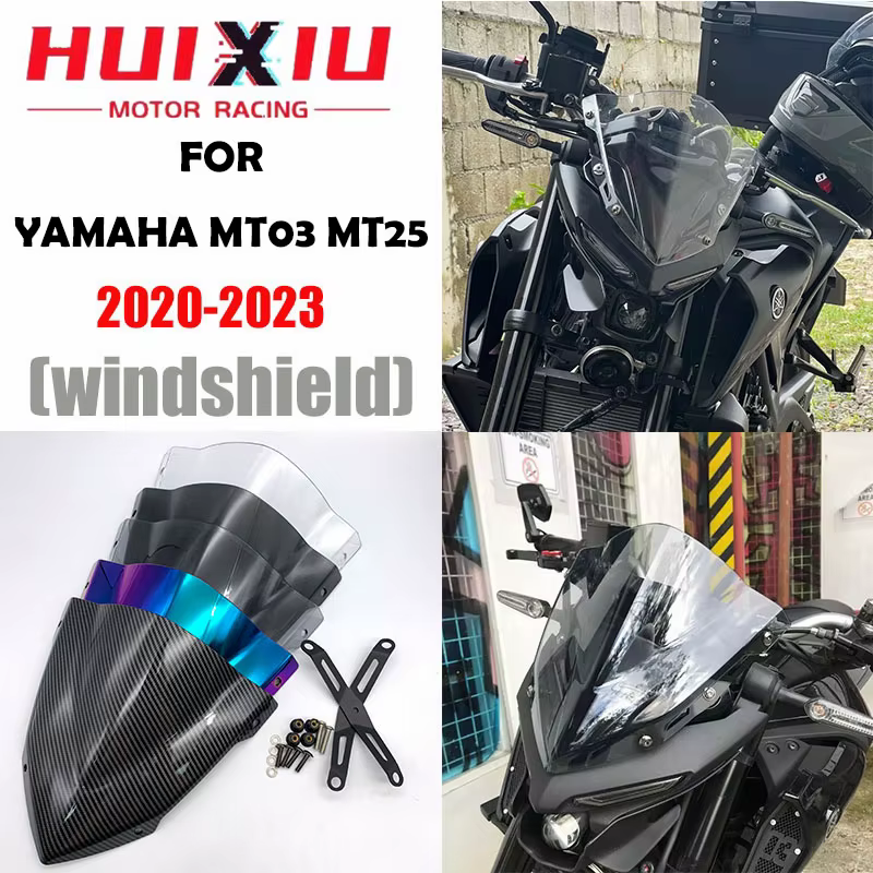 Motorcycle modification front windshield visor wind shield for YAMAHA MT25 MT03 2020 2021 2022 MT-25 MT-03