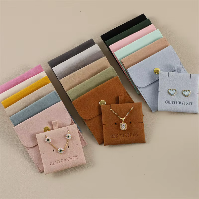 Suede Microfiber Jewelry Bag Fashionable Jewelry Necklace Earring Buckle Bag With Internal Locking Pouch Gift Packaging Case