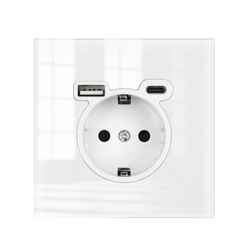 VISWE EU Standard Usb c socket 5V 2A Full coverage mirror panel  16A Electrical outlets for home