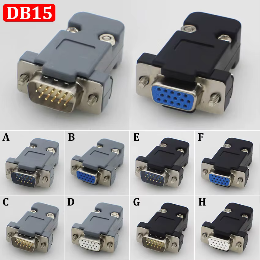VGA Welding Plug DB15 Adapter Connector DB15 Female Male Port Socket D Sub HDB15 3 Row 15Pin Plug Computer Video Interface
