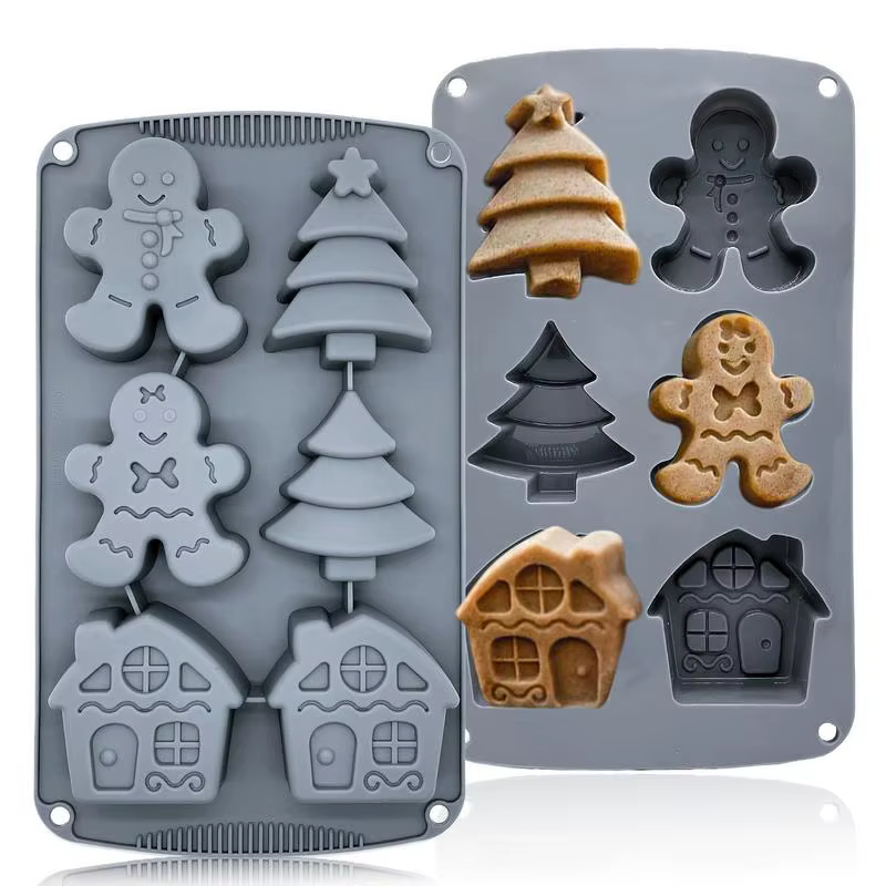 Christmas Silicone Molds For Baking 3D Baking Molds With 6 Gravity Multifunctional Christmas Baking Supplies Dishwasher Safe DIY