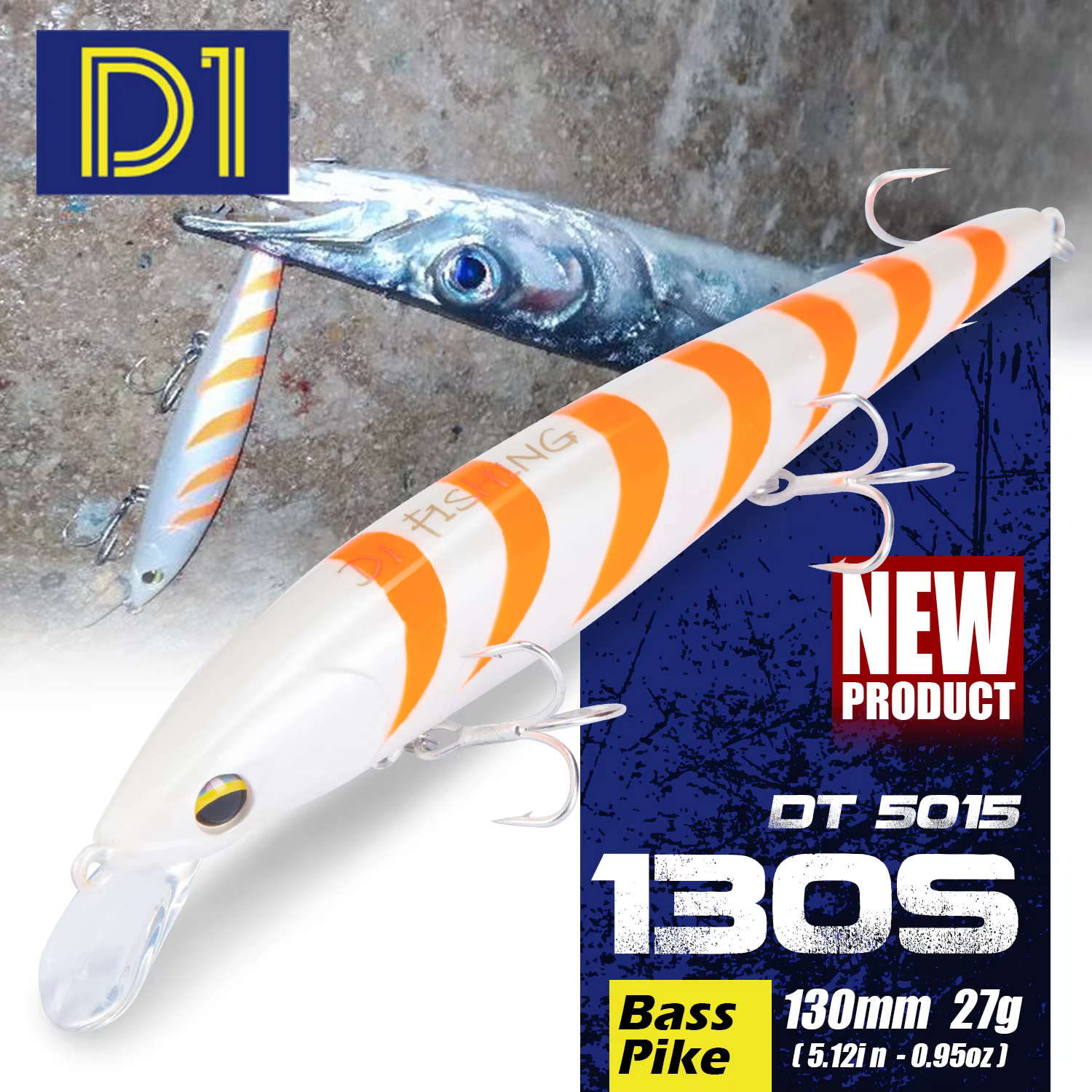 D1 Fishing Sea Fishing Lure 130mm 27g Artificial Sinking Hard Wobblers For Bass Trout 11 colors 2021 Fishing Tackle