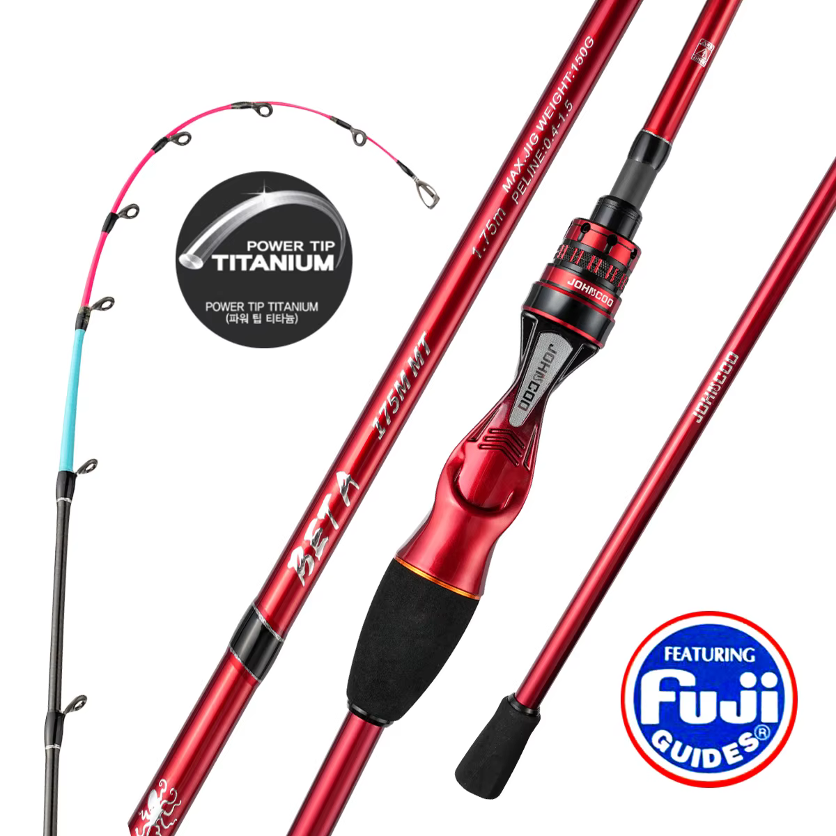 Sea Fishing Rod 175M MT Cuttlefish Rod Metal Tip Octopus Fishing rod with Fuji rings Hanchi Fishing rod light weight