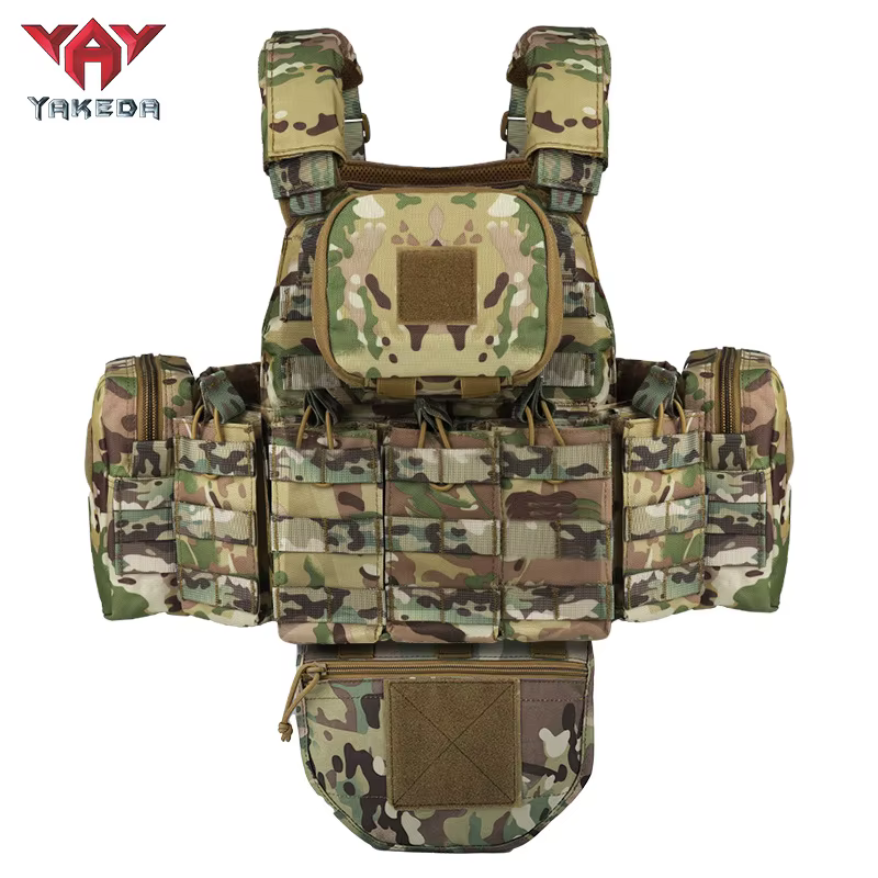 YAKEDA Tactical Plate Carrier Vest Camo Molle Magazine Pouches Hunting Full Protection Tactical Vest With Hydration Carrier Bag