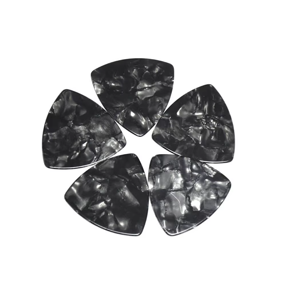 Lots of 100 pcs Rounded Triangle Big Size Medium 0.71mm Celluloid Guitar Picks Black Pearl
