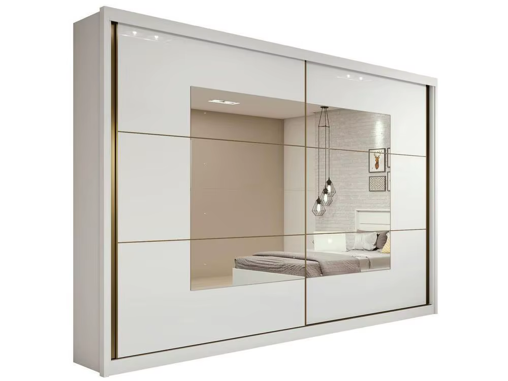 Wardrobe Couple with Mirror 2 Sliding Doors 6 Drawers Caemmun Toronto