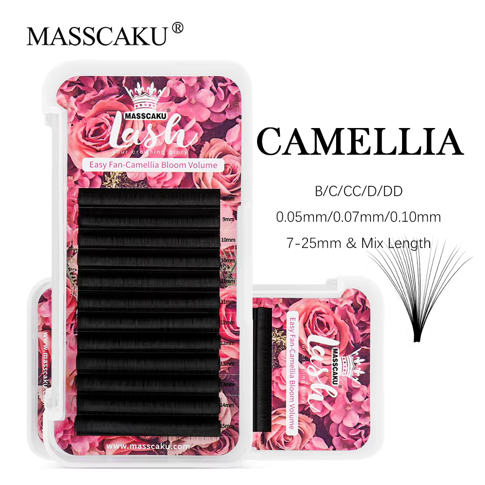 MASSCAKU 1Second Auto Blooming Lashes Professional Easy Fanning Mink Volume Lashes 0.05/0.07/0.10 C/D/CC/DD Mix Length Lash