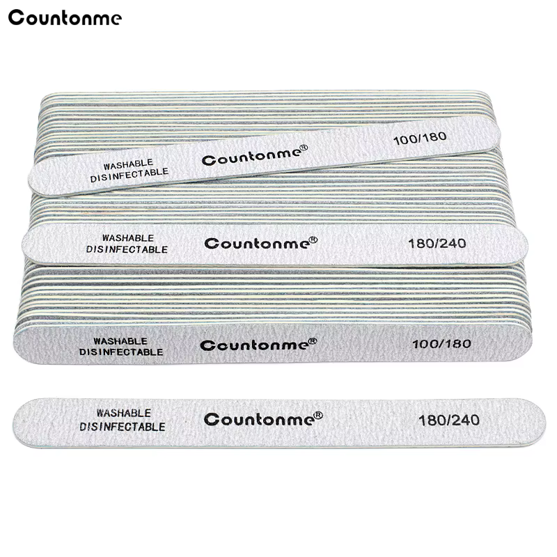 50Pcs Wood Nail Files 100/180 Straight Wooden Sandpaper Sanding Buffer 180/240 Manicure Washable Trimming Thick Stick Files