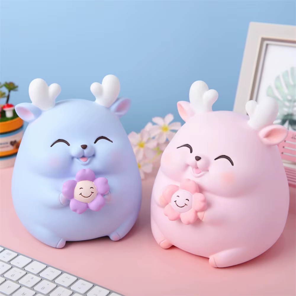 1Pcs Coin Storage Box Cartoon Deer Shaped Money Boxes Children Toys Birthday Gift Home Decor Money Saving boxes Piggy Bank