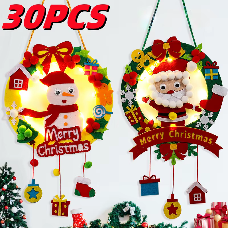 1-30PCS Christmas Decor Children Felt Craft kits DIY Christmas Garlands Wreaths Christmas Craft Kits for Kids DIY