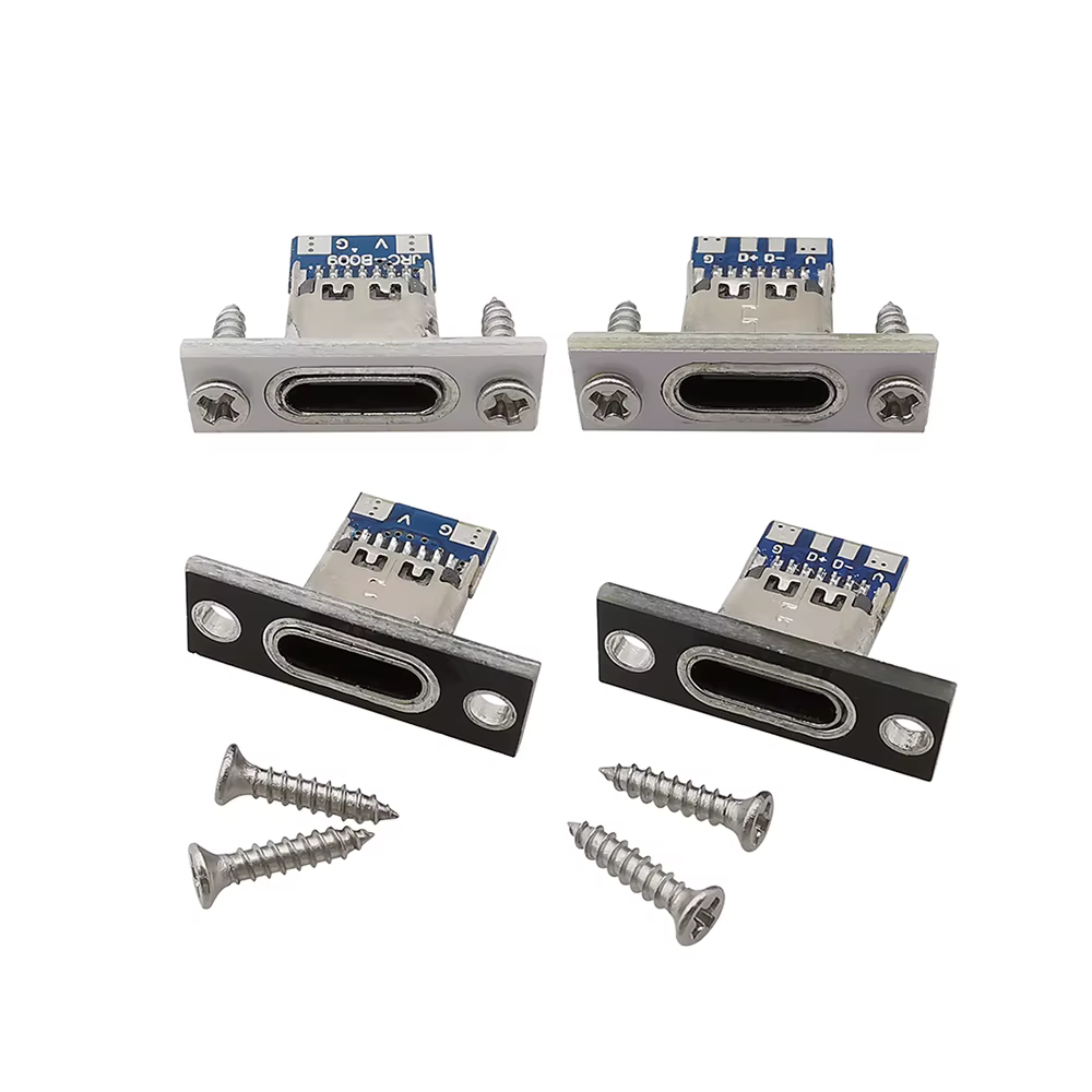 1/2/5Pcs Type C USB 3.1 Jack 2 Pin 4 Pin Female Connector Charging Port DIY USB 3.1 Type C Socket With Screw Fixing Plate