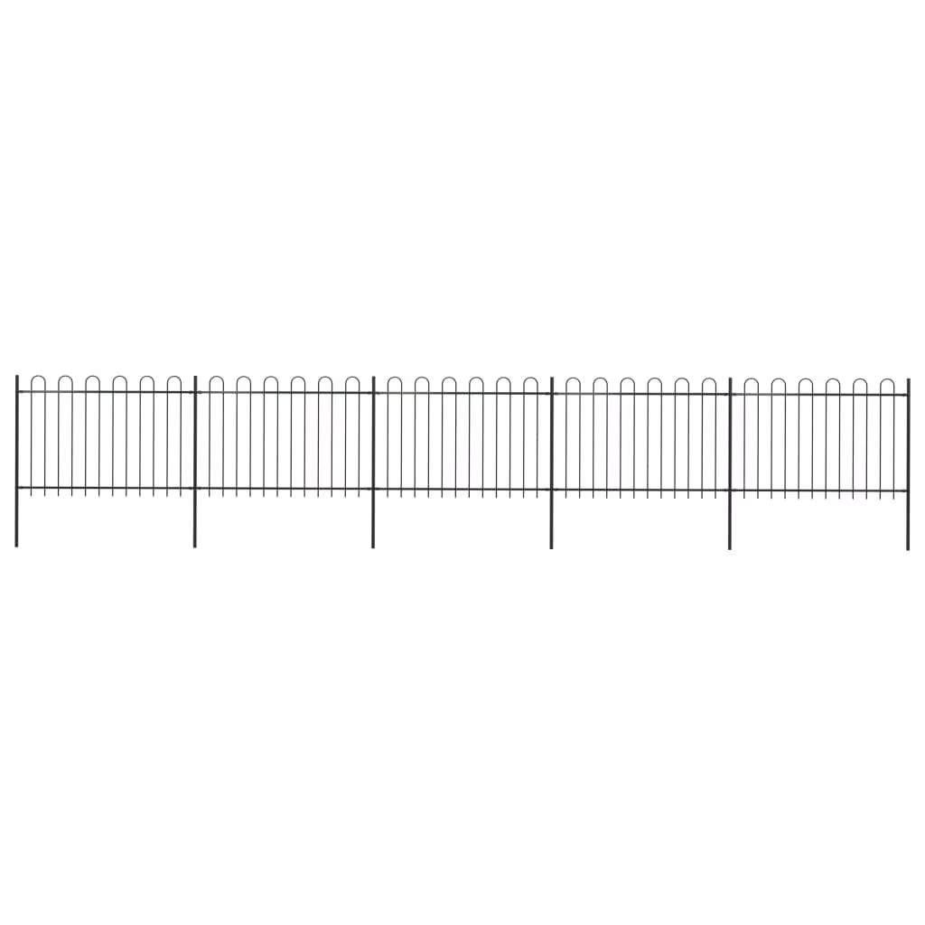 27.9ft Black Steel Garden Fence with Hoop Top - Durable and Stylish Outdoor Barrier