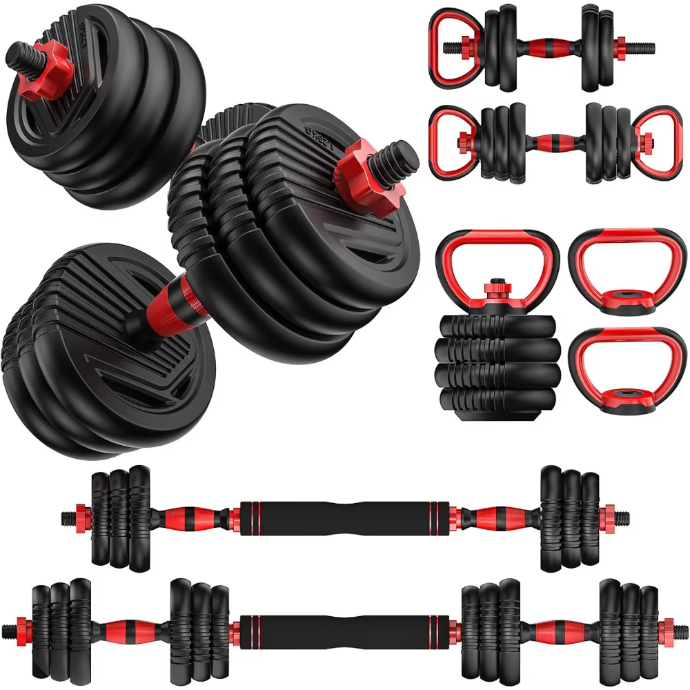 Dumbbell Set 20LBS/35LBS/55LB/70LBS/90lbs Free Weights Dumbbells, 4 in 1 Weight Set, Dumbbell, Barbell, Kettlebell, Push-up