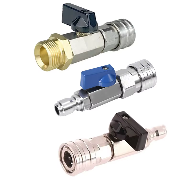 Pressure Washer Ball Valve Kit 1/4 Quick Connector and M22 14mm for Power Washer Hose Switch On/Off for Car Wash Stainless Steel