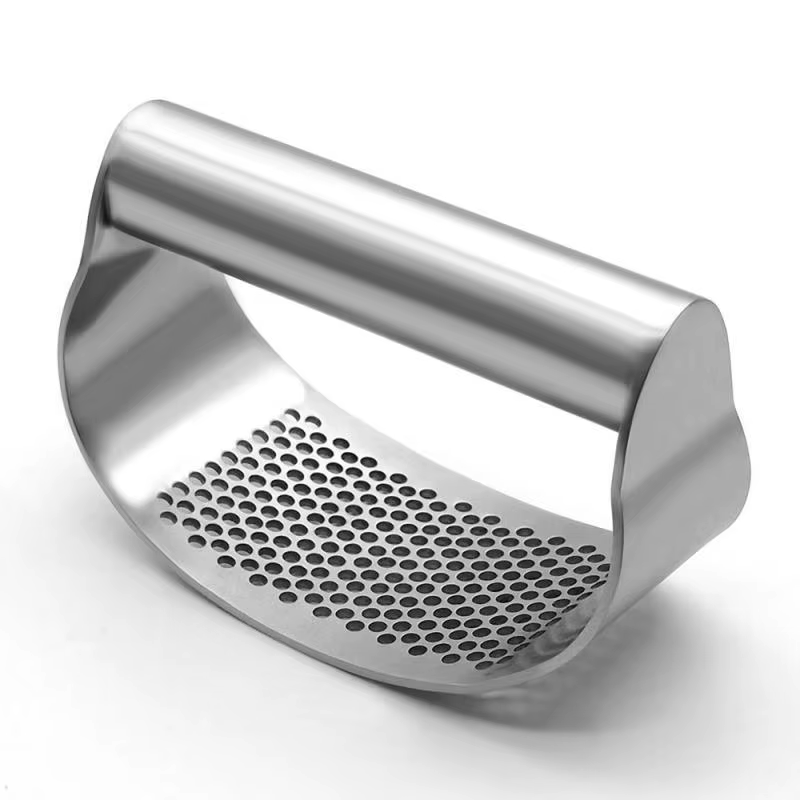 Stainless Steel Garlic Press Manual  Mincer Chopping  Tools Curve Fruit Vegetable Cooking Kitchen Gadgets