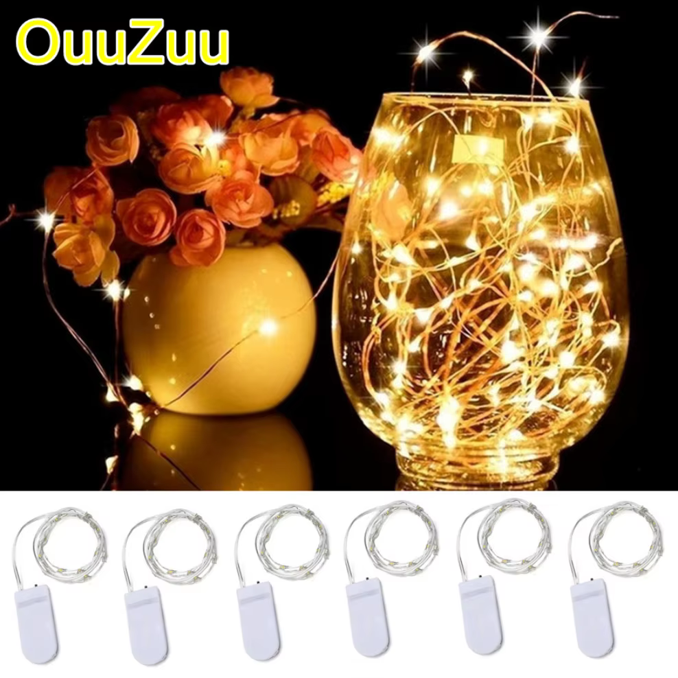 6 pcs LED Fairy String Lights Battery Operated LED Copper Wire String Lights Outdoor Waterproof Bottle Light For Bedroom Decor