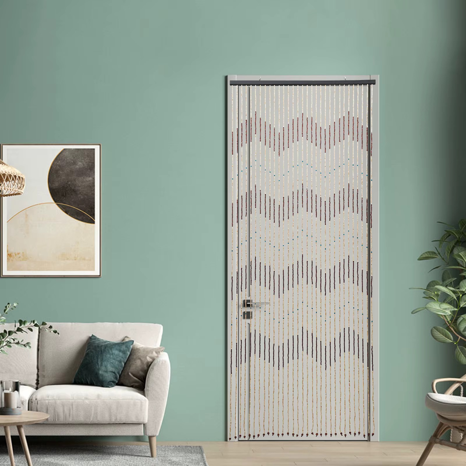 220x90cm 31 Lines Bead Curtain Wooden Curtain Door Curtain Wooden Bead Curtain