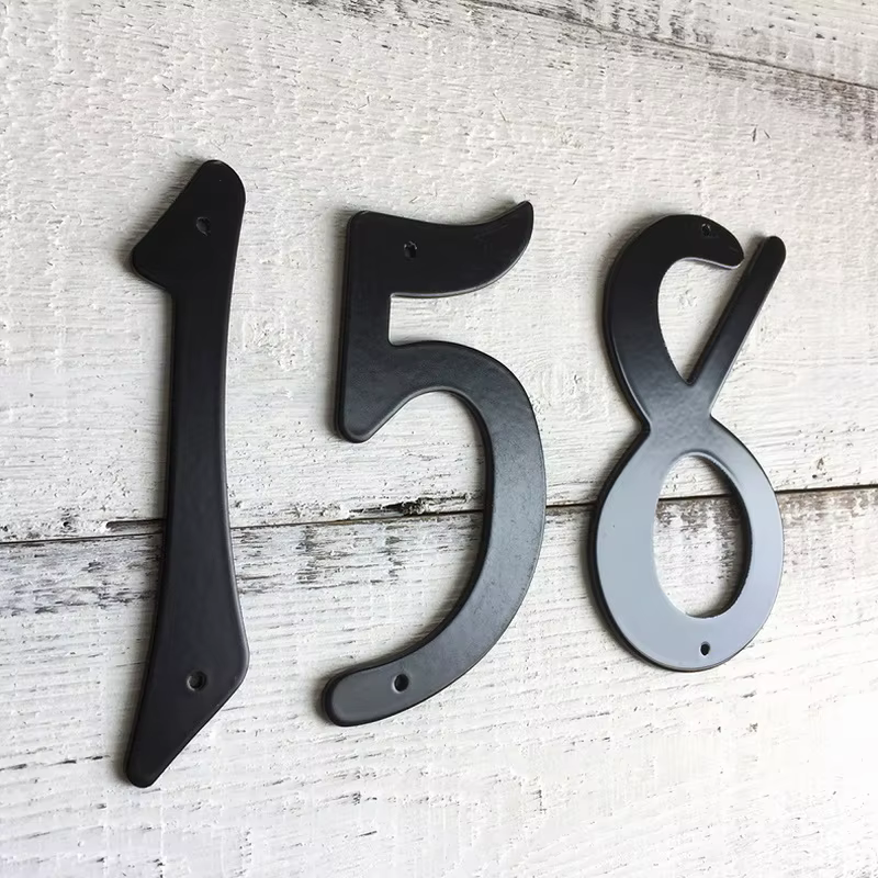 1pc 101mm Metal House Number 4inch Black Aluminum Alloy Numbers Door Number Mailbox Address Sign Outdoor House Number #0-9