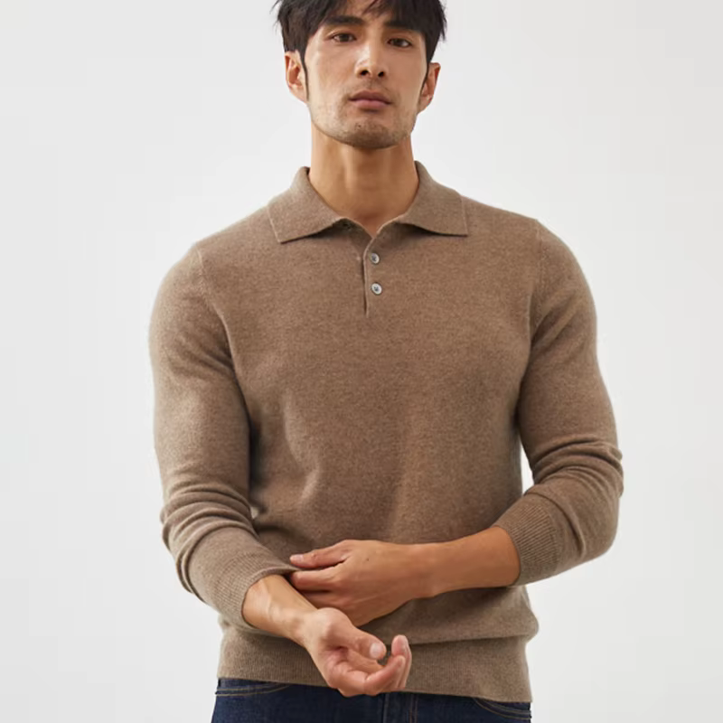 A Class 100% Pure Cashmere Sweater Men's POLO Neck Knitted Pullover Autumn and Winter New Warm Top Fashion Korean Edition Jacket