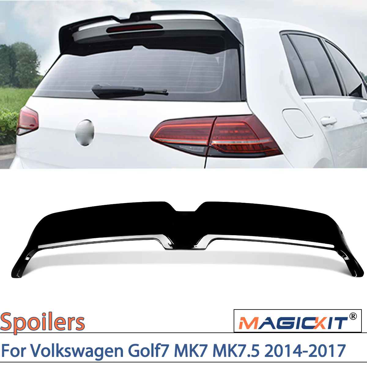 MAGICKIT Rear Roof Trunk Spoiler Lip Wing Carbon Fiber Look For Volkswagen Golf7 MK7 MK7.5 2014-2017 CAR Accessories