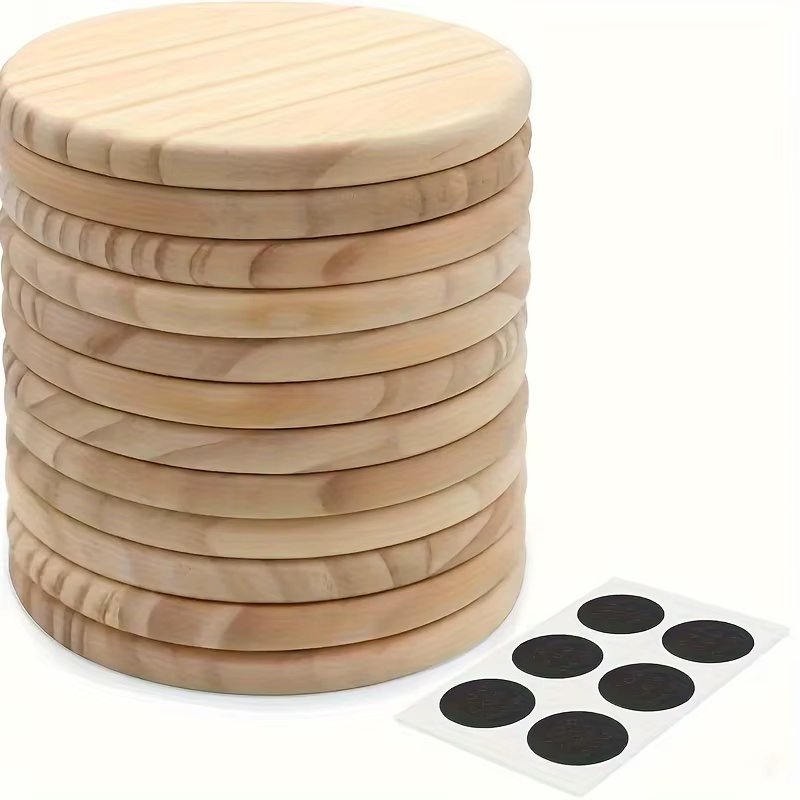5pcs Set of Unfinished Round Wooden Coasters for DIY Crafts and Home Decor - 4 Inch Diameter, Natural Wood Material for Painting