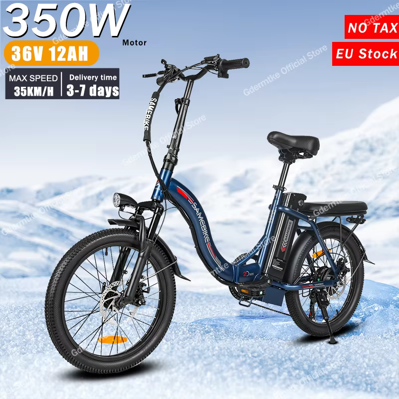E Bike Folding CY20 350W Motor 36V12AH Removable Battery Retro Electric Bike Adult 20-inch Road Mountain Tire Electric Bicycle