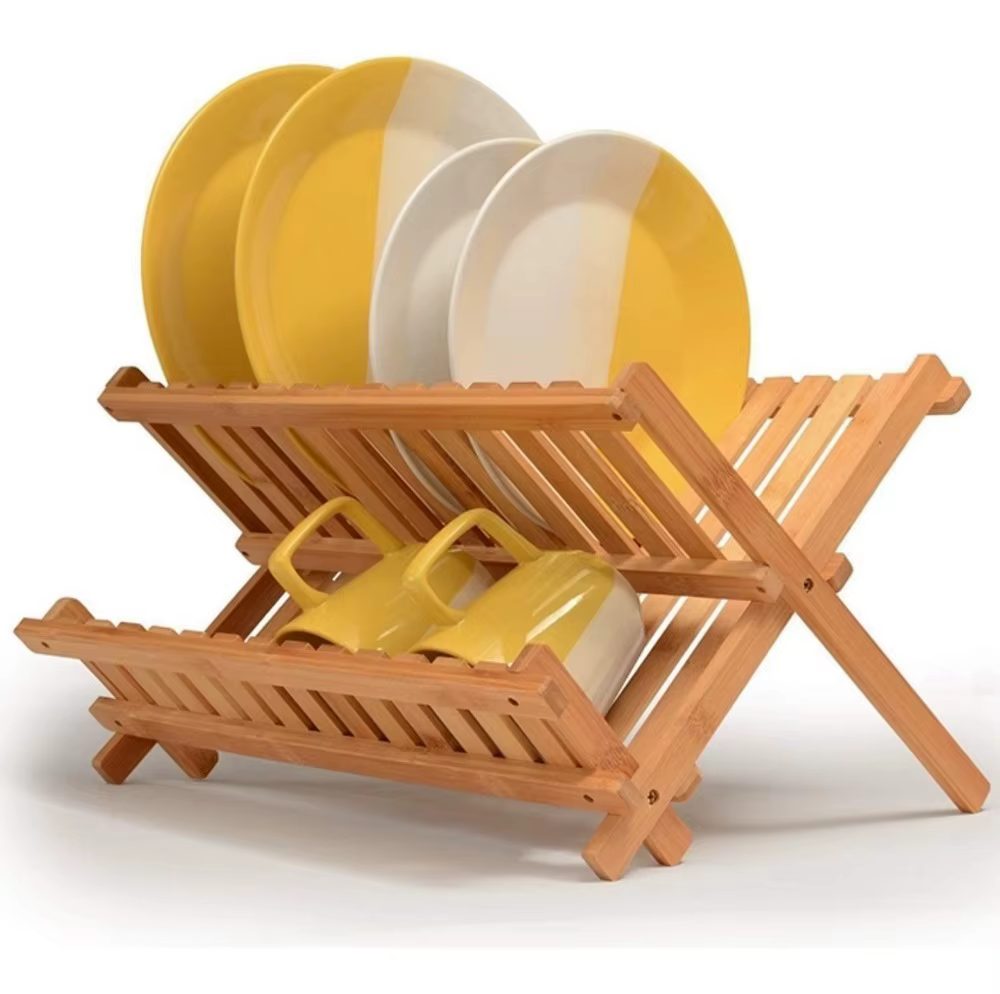 Kitchen Folding Bamboo Dishes Dishes Drainer
