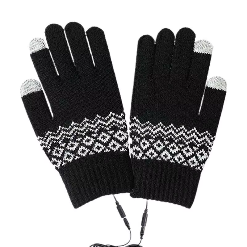 Heating Gloves Full Finger Knitted Heated Touchscreen Gloves Removable Washable Laptop Gloves Hand Warmers Winter Mitten