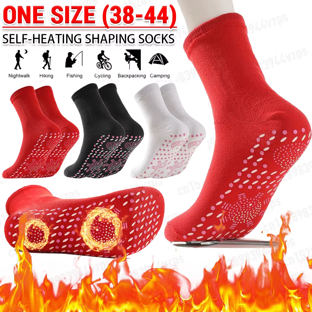 1-3Pair Self Heating Socks Winter Skiing Warm Socks Pain Relief Whole Foot One Size Socks Tourmaline Cold-Resistant for Winter