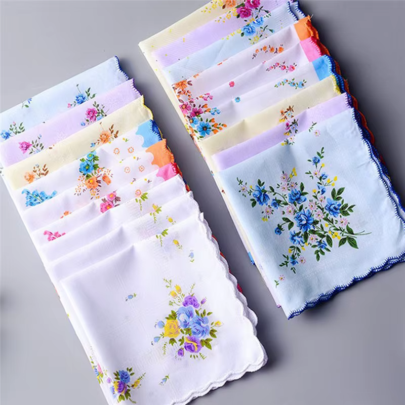 3Pcs 28x28cm Vintage Cotton Women Hankies Embroidered Butterfly Flower Hanky Floral Assorted Cloth Ladies Handkerchief