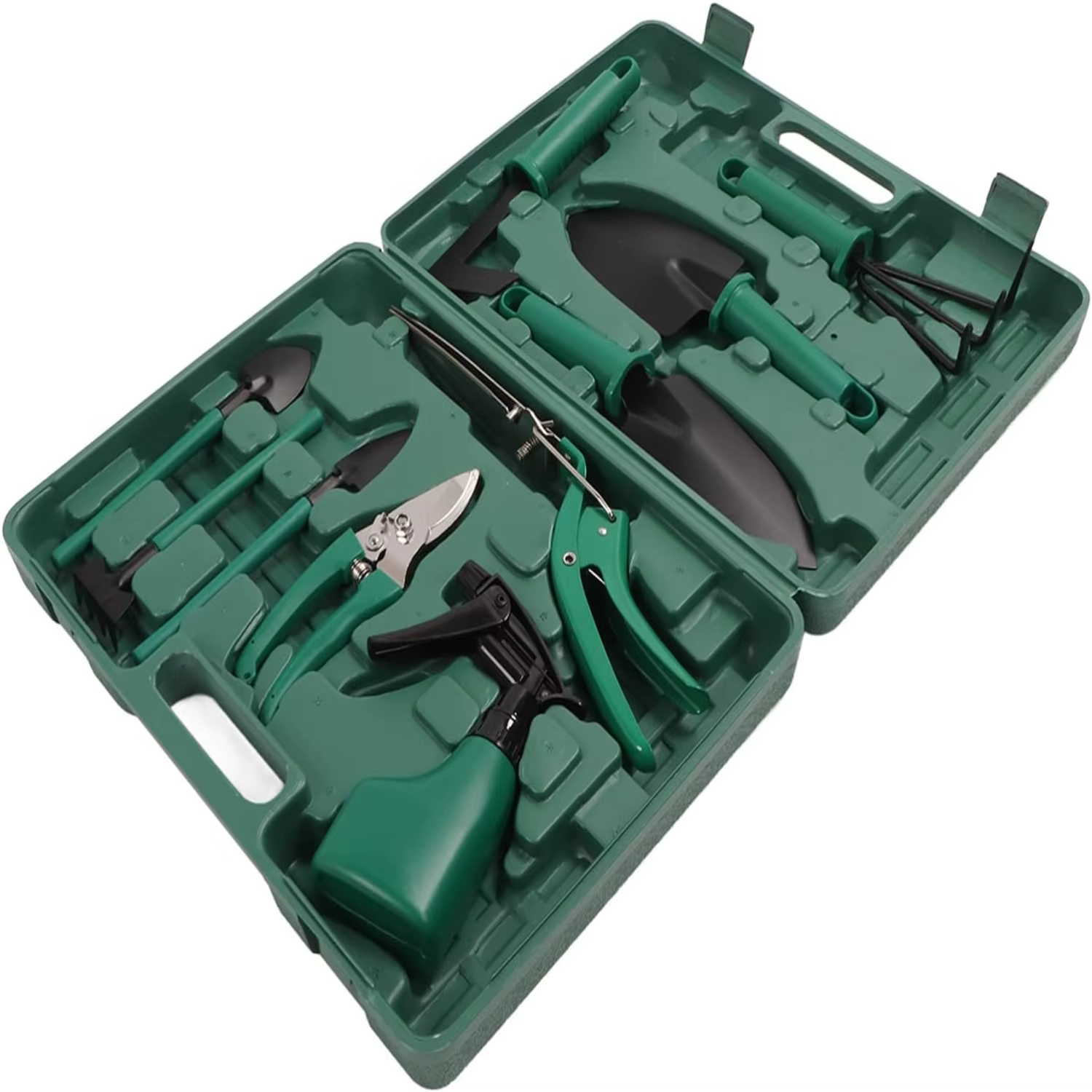 Sturdy and Durable 10 Piece Gardening Tools Set with Organizer Handbag, Iron and Plastic Rake Supplies, Ideal for Outdoor and Ba